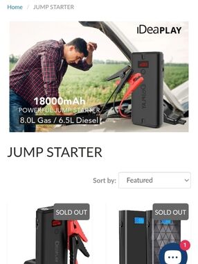 Black 18000mAh Portable Jump Starter